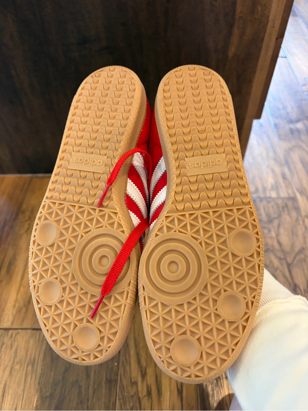 adidas Red Low-Top Sneakers with White Stripes- gazelle- never worn!!! - Picture 3 of 4